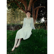 summer floral A-line midi dress, view 3 - MRSLM