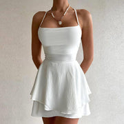 wrinkle sling backless dress women - MRSLM