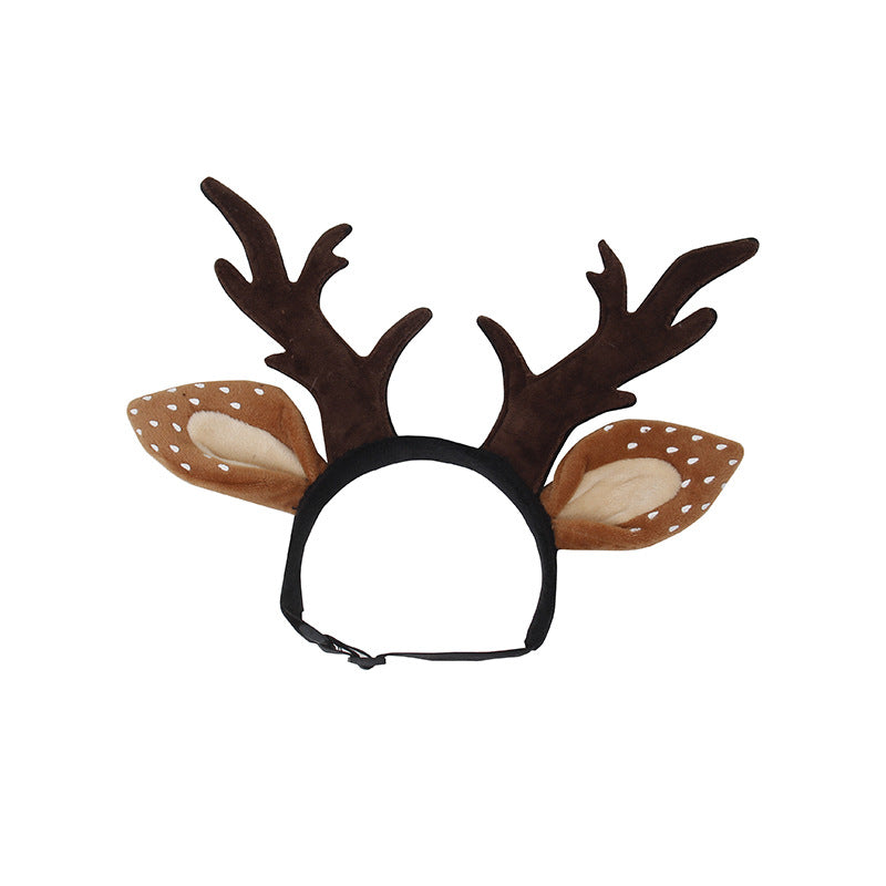 Plush Christmas reindeer antler headband for dogs and cats, view 2 - MRSLM