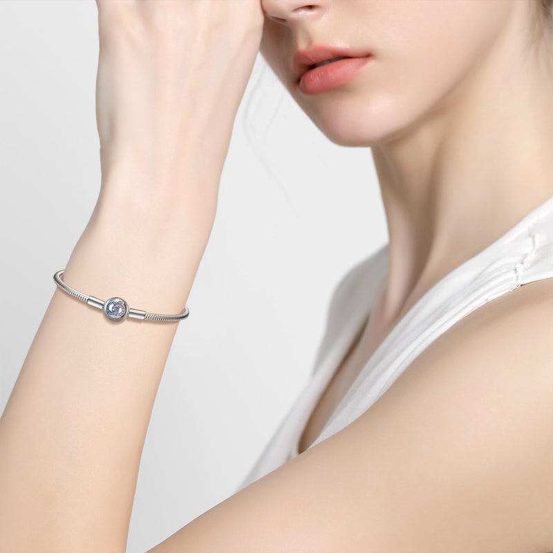 silver snake bone chain bead bracelet - MRSLM