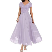 Women's short sleeve long evening dress, view 5 - MRSLM