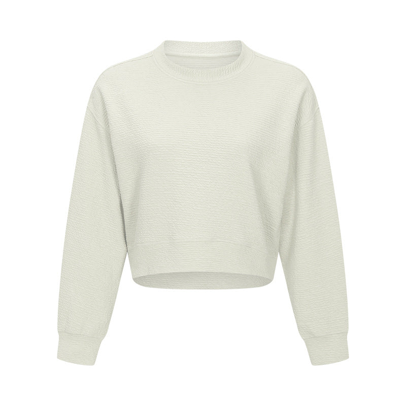 short loose pullover sweatshirt for yoga, view 3 - MRSLM