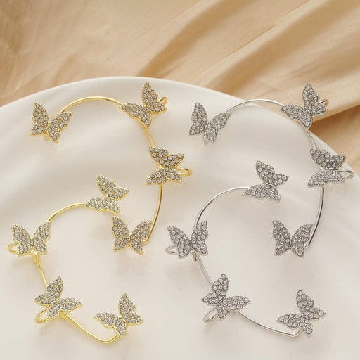 crystal butterfly clip earrings - MRSLM