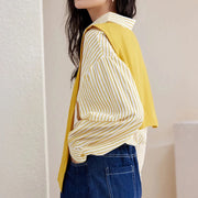 yellow striped button-down shirt, view 10 - MRSLM