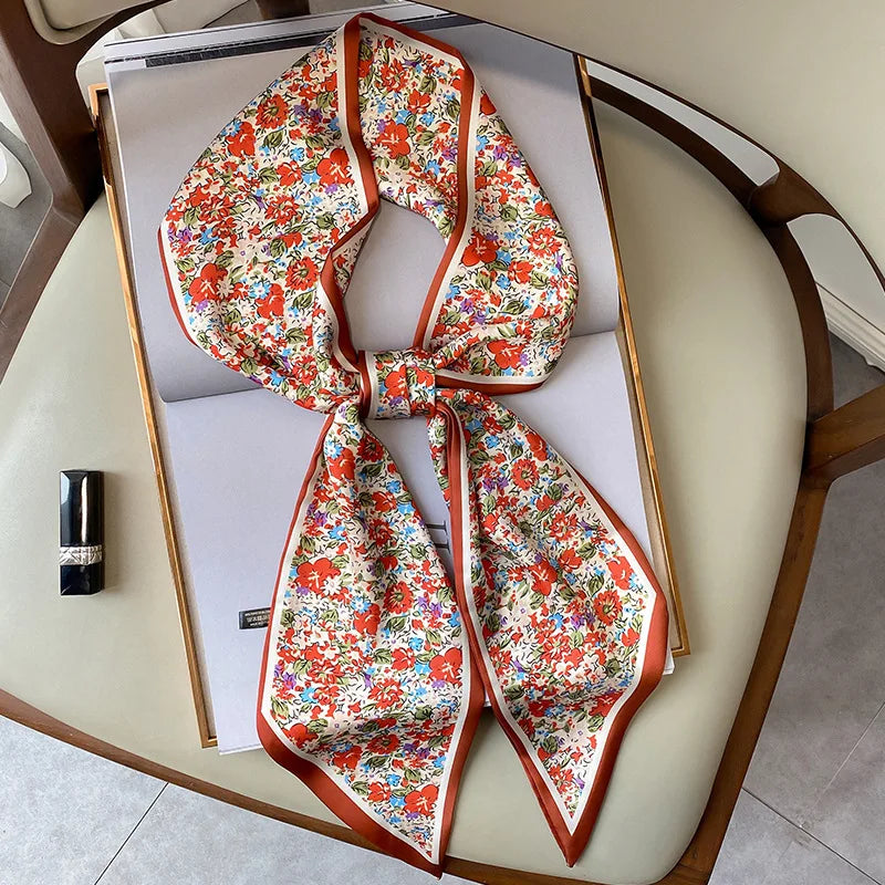 Floral print long polyester scarf, view 12 - MRSLM