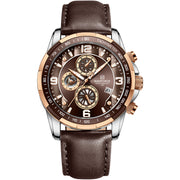 men's vintage leather strap quartz watch, view 7 - MRSLM