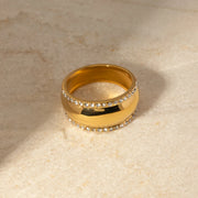 gold plated rhinestone ring, view 4 - MRSLM