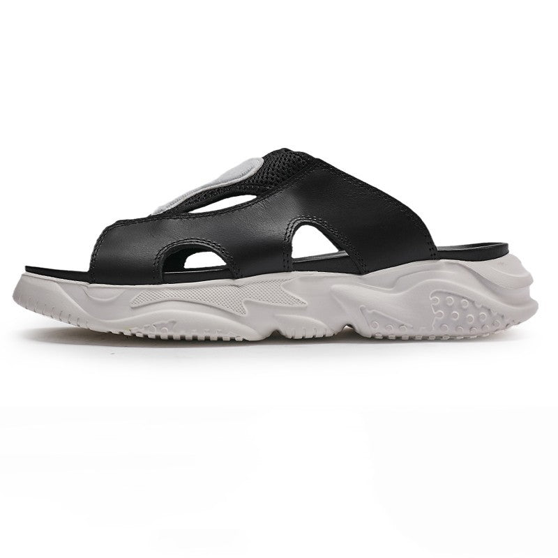 men's leather slide sandals, view 3 - MRSLM