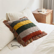 boho wool knitted fringed pillow - MRSLM