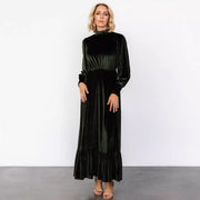 half turtleneck velvet dress, view 3 - MRSLM