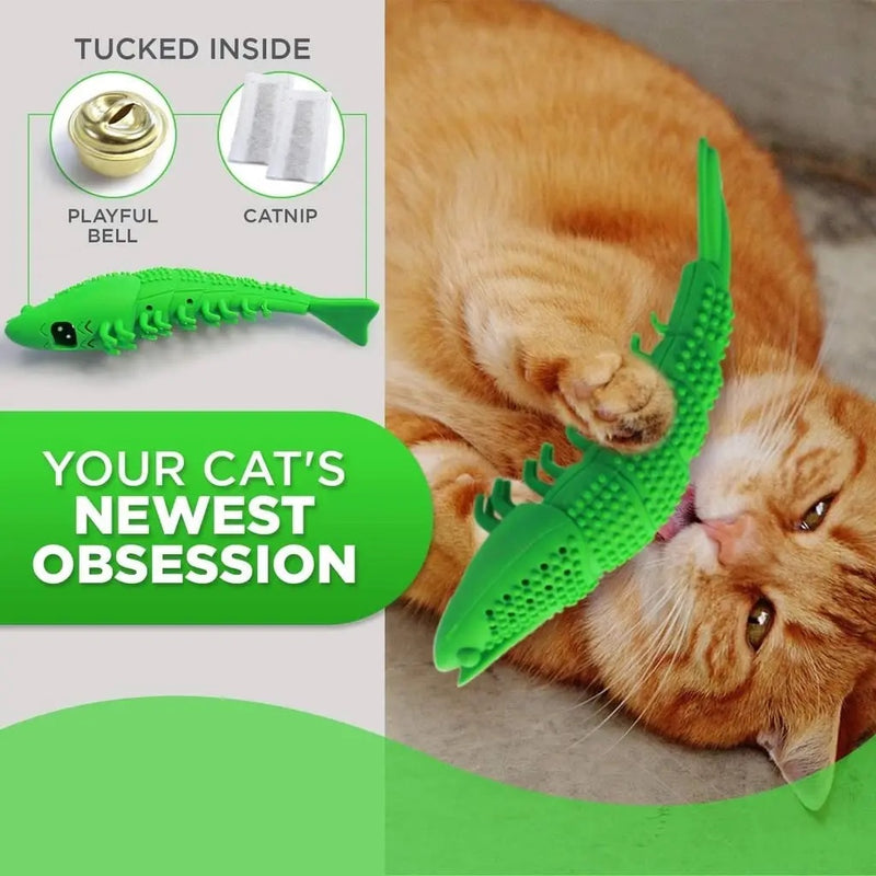 interactive cat toothbrush chew toy, view 5 - MRSLM