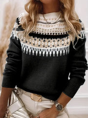 women's round neck loose pullover sweater, view 8 - MRSLM