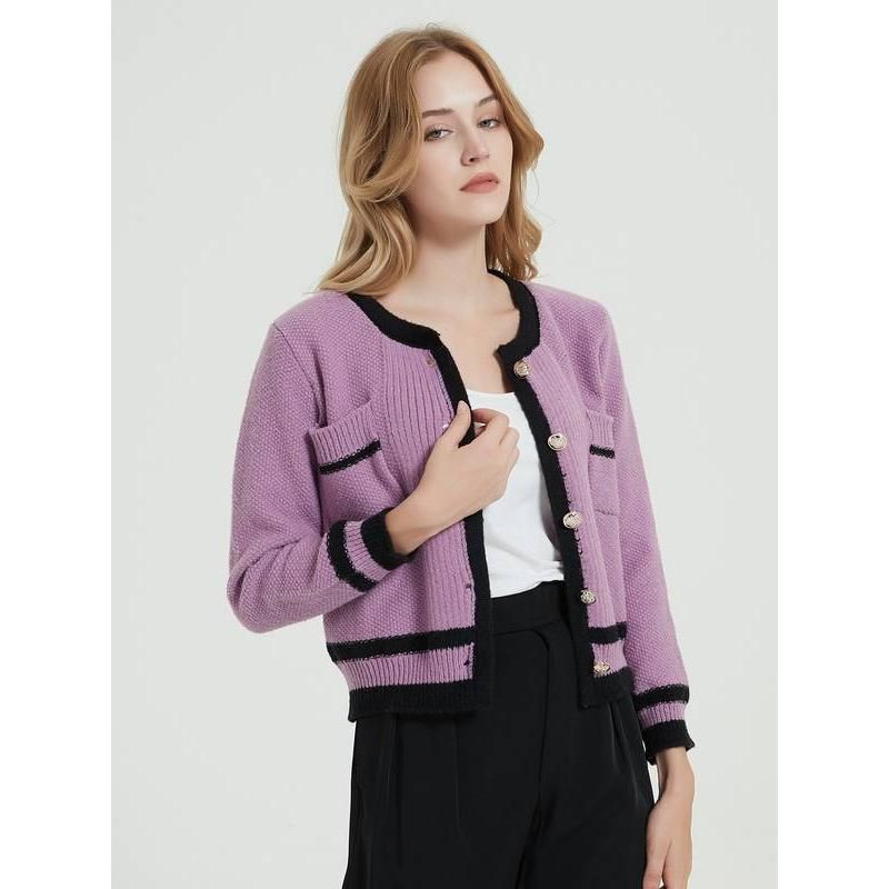purple knit cardigan, view 6 - MRSLM