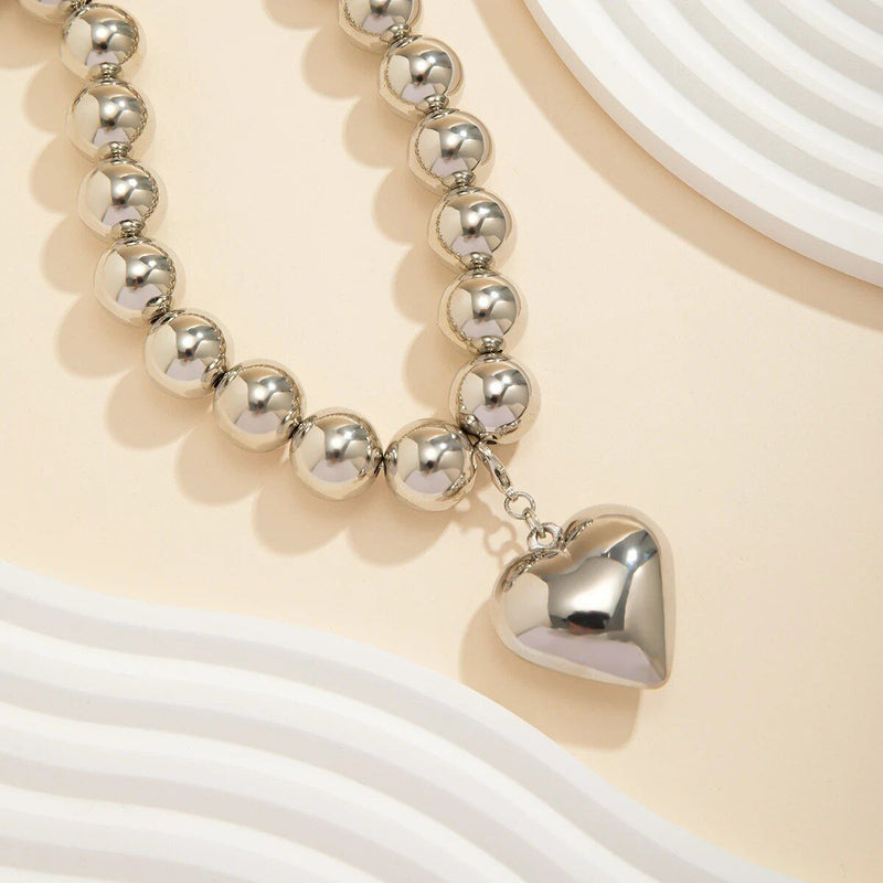 acrylic heart pendant choker necklace, view 8 - MRSLM