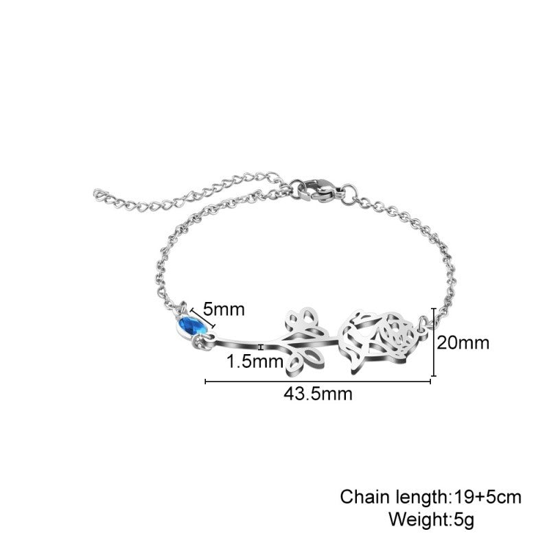 crystal birthstone flower bracelet, view 3 - MRSLM