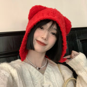 bear ear knitted wool hat for women, view 5 - MRSLM