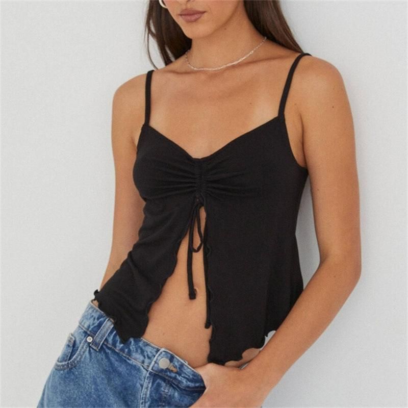 Sleeveless crop top with side bandage, view 4 - MRSLM