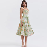 high split print A-line midi dress - MRSLM