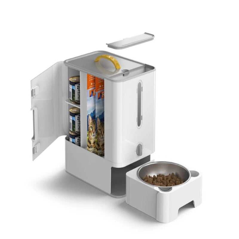 waterproof pet food storage and double bowl feeder, view 3 - MRSLM