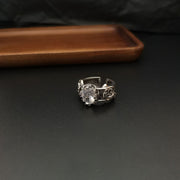 vintage boulder flower silver ring, view 2 - MRSLM