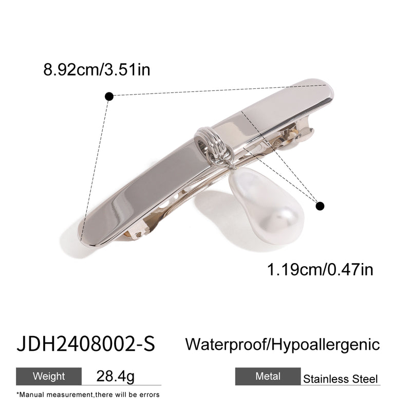 18k gold plated pearl hair clip, view 3 - MRSLM