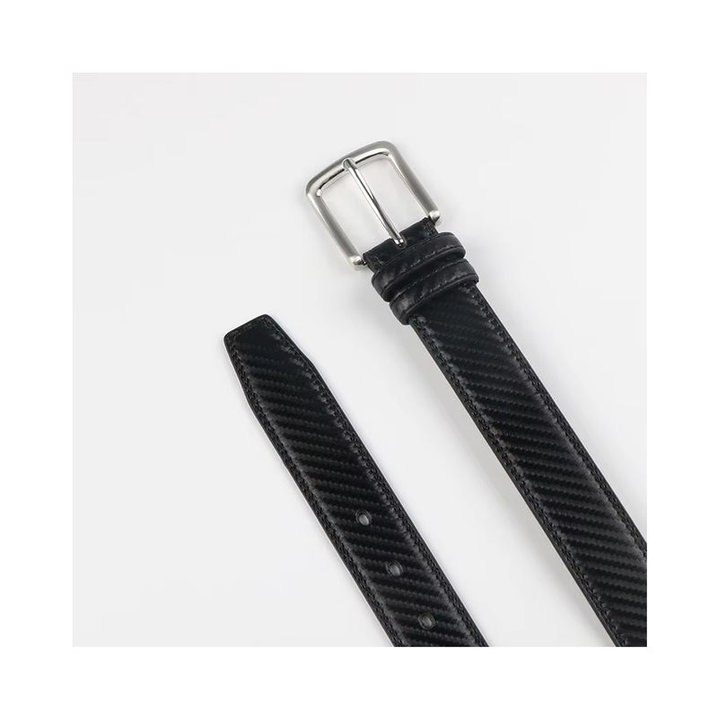 men's leather belt with swivel pin buckle, view 2 - MRSLM