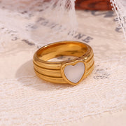 18k gold plated striped heart ring, view 4 - MRSLM