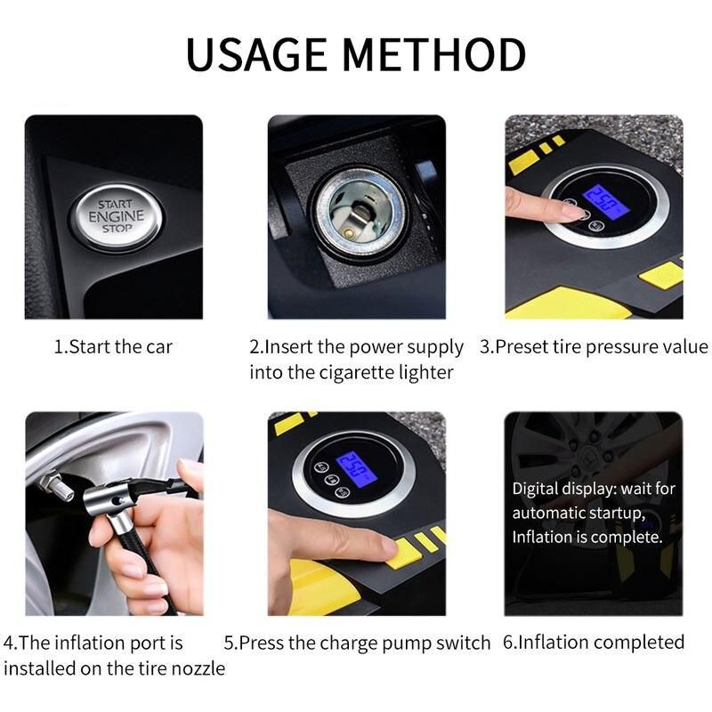 12V Portable Digital Car Tire Inflator with LED Illumination