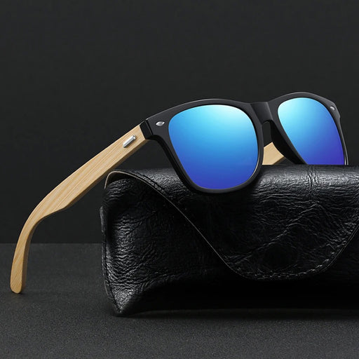 vintage bamboo wood square sunglasses - MRSLM