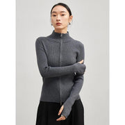 stand collar zip cardigan, view 5 - MRSLM