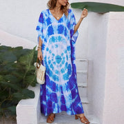 Blue print beach cover-up robe, view 3 - MRSLM