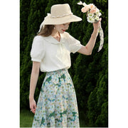 lace-up collar blouse, view 4 - MRSLM