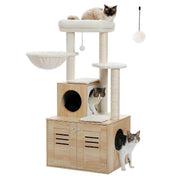 modern cat tree with litter box, view 2 - MRSLM
