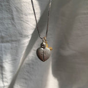 peach heart cross necklace, view 2 - MRSLM