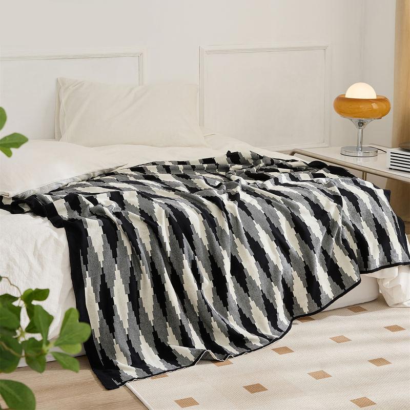 pixel style plaid cotton throw blanket - MRSLM