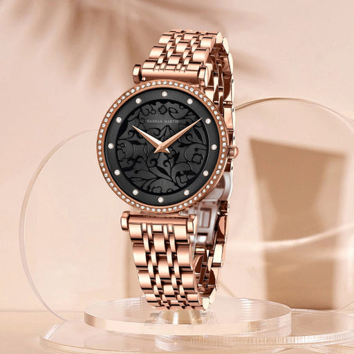women's 3D dial stainless steel quartz watch - MRSLM