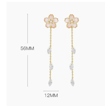 cherry blossom tassel earrings, view 3 - MRSLM