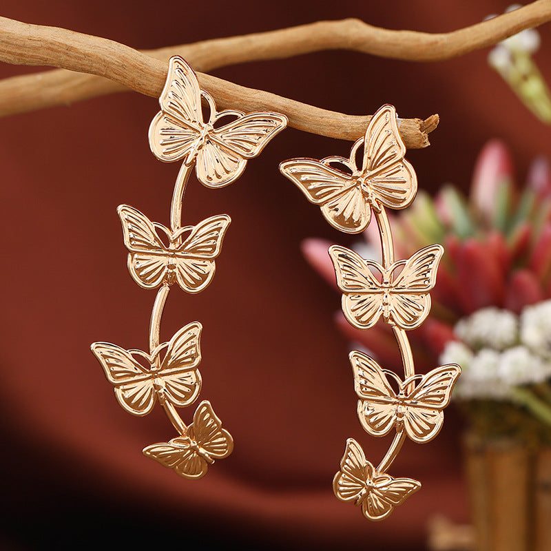butterfly drop earrings, view 6 - MRSLM