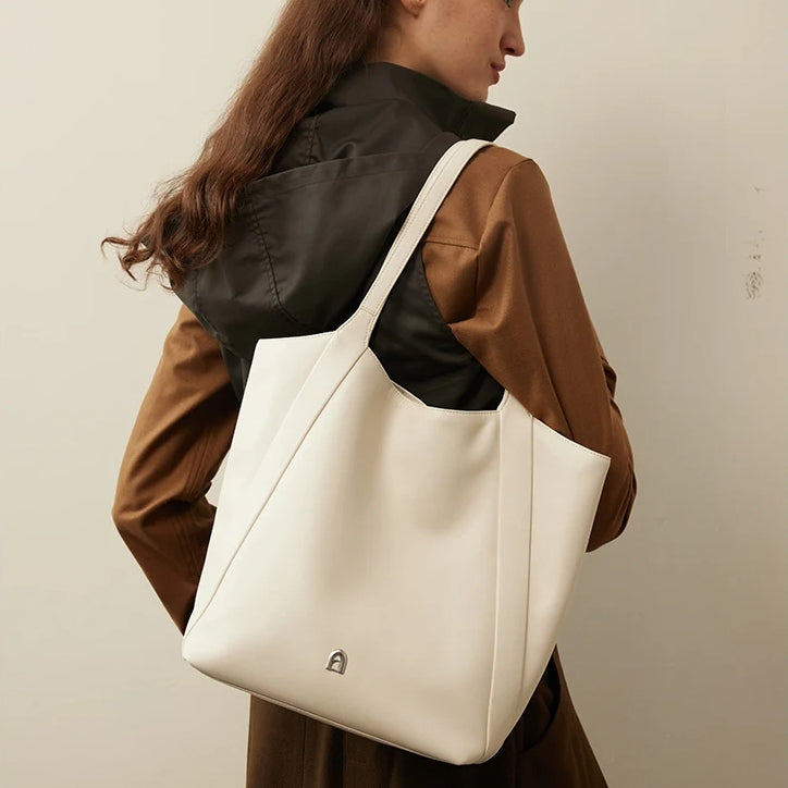 elegant large capacity leather shoulder bag - MRSLM