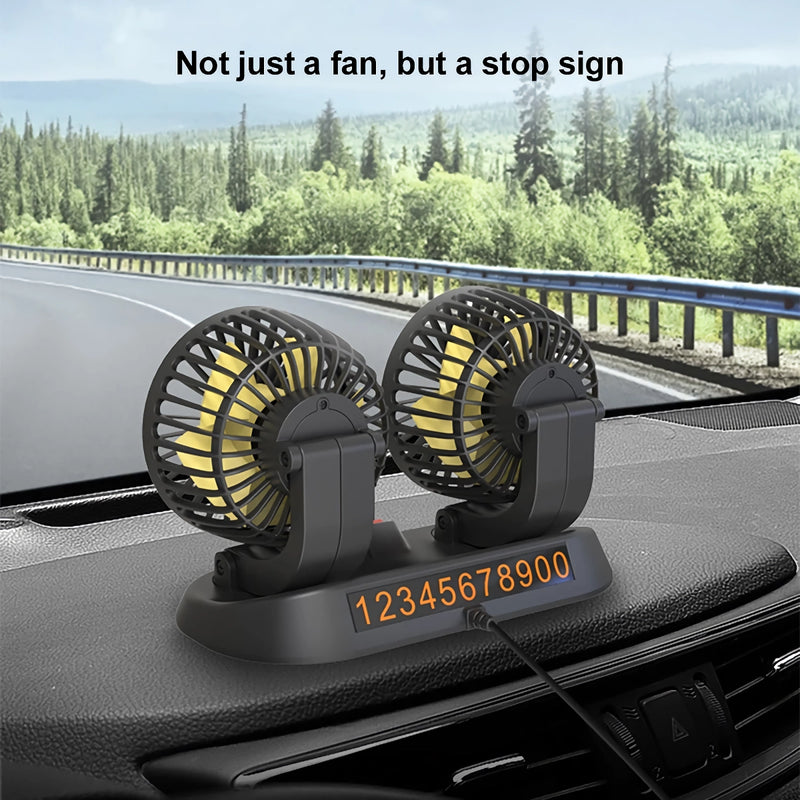 dual head USB car fan, view 5 - MRSLM