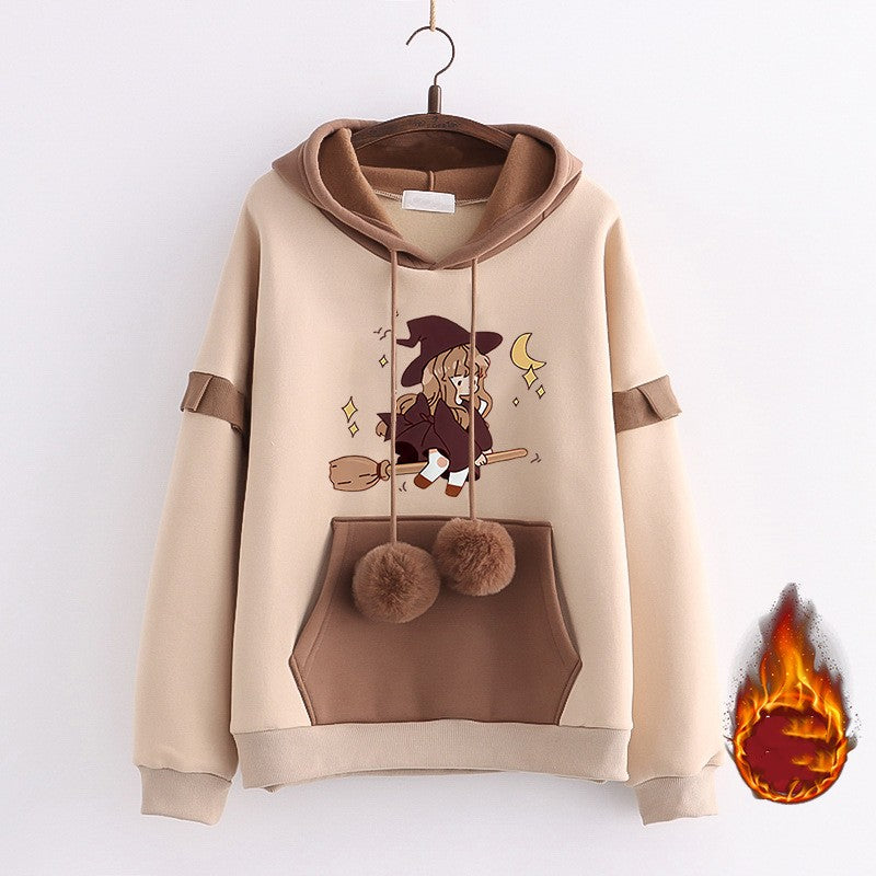 loose hooded jacket with cute print, view 3 - MRSLM