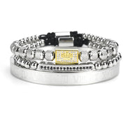 men's stainless steel roman numerals bracelet set, view 3 - MRSLM