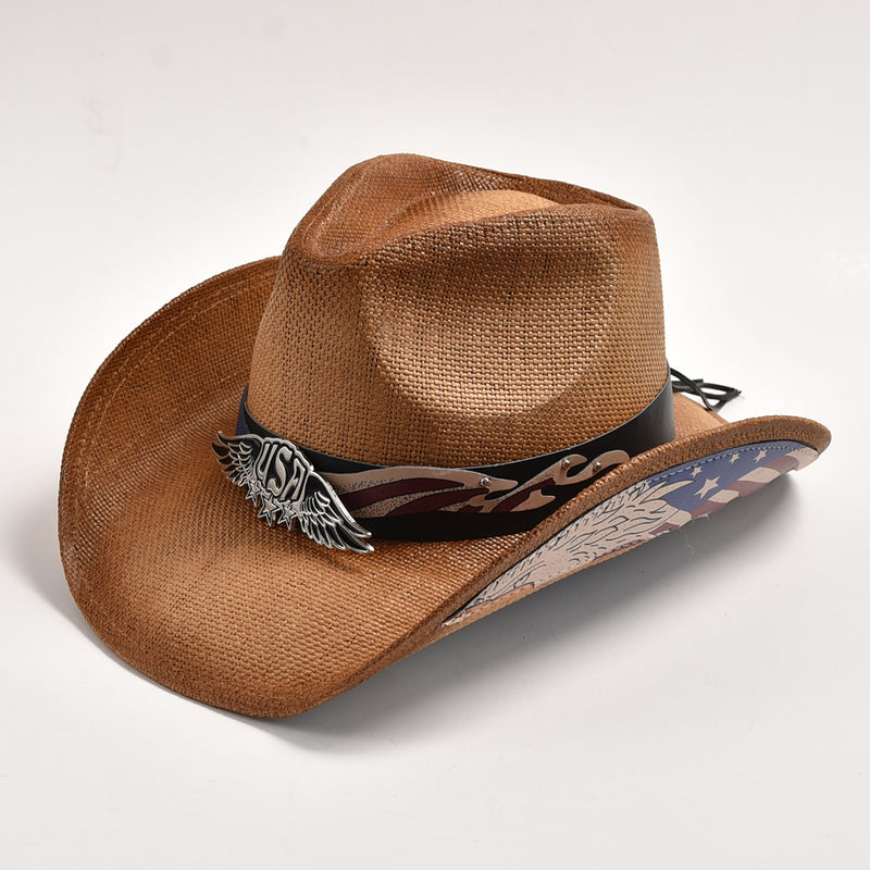 straw western cowboy hat, view 3 - MRSLM