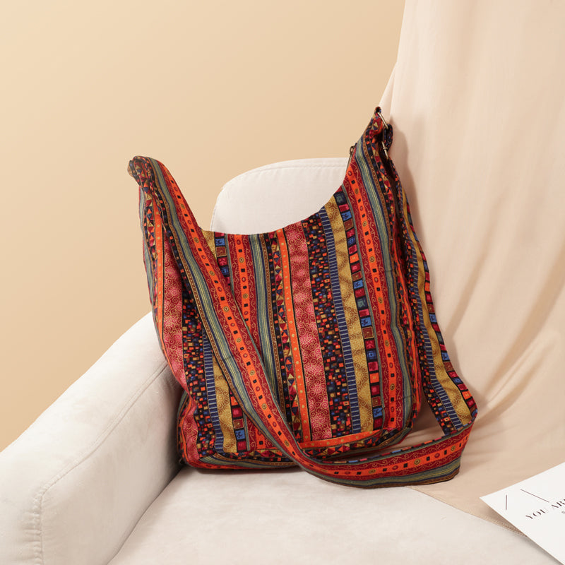 bohemian vintage canvas shoulder bag - MRSLM