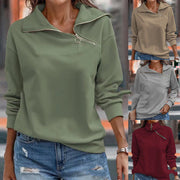 women's zip high neck loose sweater - MRSLM