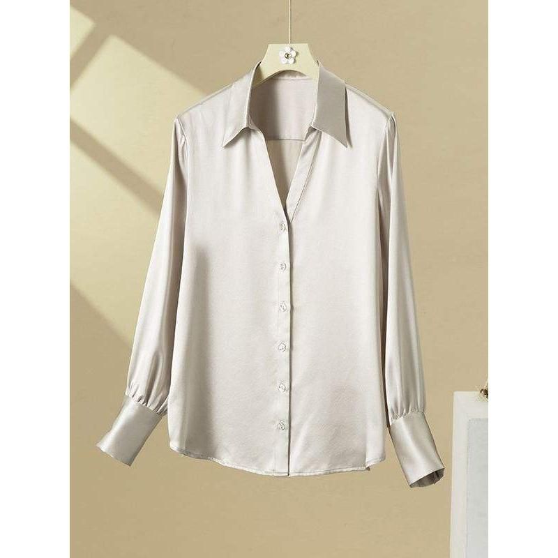 Chic Silk V-Neck Blouse for Women
