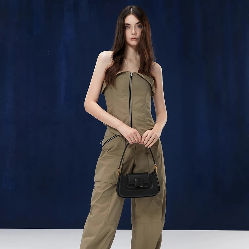 silk-lined TPU crossbody baguette bag, view 11 - MRSLM