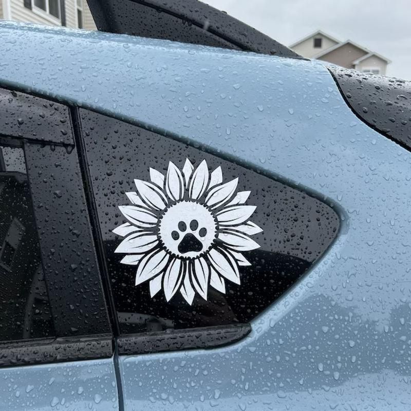 sunflower and dog paw vinyl decal - MRSLM