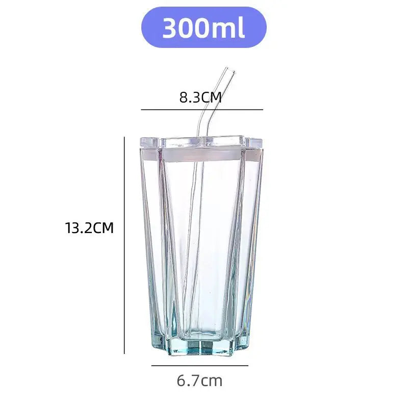starlight gradient glass mug with straw and lid, view 2 - MRSLM