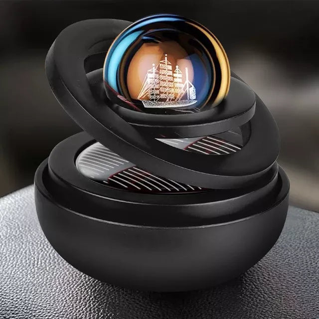 Solar-Powered Rotating Car Air Freshener with Aromatherapy Diffuser